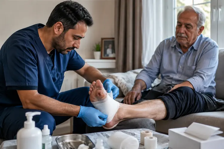 پانسمان زخم پای دیابتی در منزل